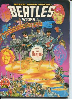 the beatles story magazine cover with an image of three men playing guitars in front of a crowd