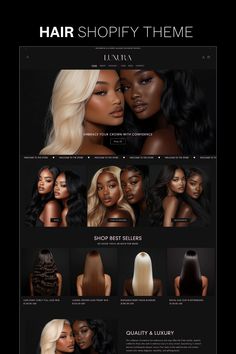 hair extensions, luxury Shopify theme, wig website, hair Shopify template, beauty business, hair store design, premium hair, modern hair website Wig Website Design, Hair Website Design, Hair Websites, Hair Website, Curly Full Lace Wig, Professional Hair Extensions, Luxury Hair Extensions, Sleek Hair, Shopify Templates