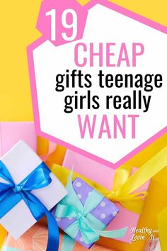 gifts with the text 19 cheap gifts teenage girls really want on top and below them