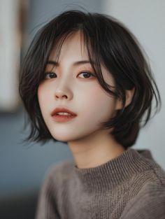 Korean Bob Haircuts: Effortless Style and Elegance Short Haircuts For Women Asian, Layered Bob Asian, Real Hair Braids, Braids Real Hair, Twists Short, Asian Bob Haircut, Global Hairstyles, Hair In Bun