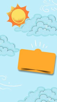 an orange envelope flying through the sky with sun and clouds in the background on a sunny day