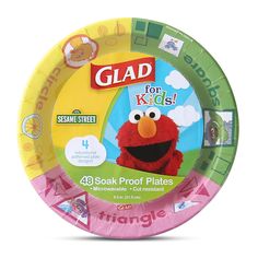 a paper plate with an image of the sesame street character on it's front