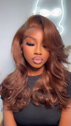 Brown Lace Front Wig, Brown Lace Front, Body Wave Lace Front Wigs, Frontal Wig Hairstyles, Honey Brown Hair, Wig Install, Chocolate Brown Hair, Dyed Hair Inspiration