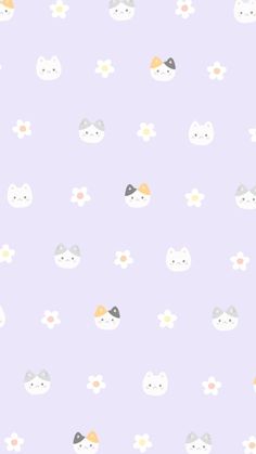 a purple background with cats and clouds on it