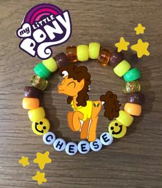 the pony bead bracelet is made from plastic beads