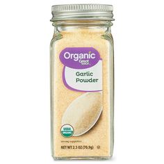 organic garlic powder in a glass jar