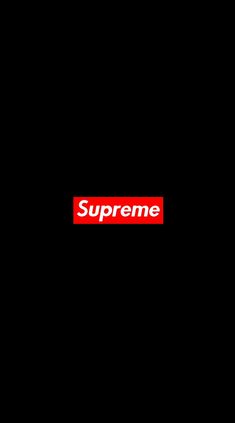 the supreme logo is shown on a black background with red letters in front of it