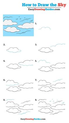 how to draw clouds in the sky with easy step by step drawing instructions for kids