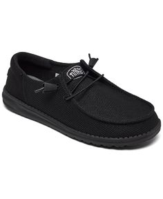 in stock Casual Black Moc Toe Moccasins, Casual Black Moccasins With Textured Sole, Black Lace-up Casual Moccasins, Casual Black Lace-up Moccasins, Black Casual Moccasins With Rubber Sole, Casual Black Moccasins With Rubber Sole, Black Low-top Moccasins With Rubber Sole, Hey Dudes Black, Black Hey Dudes