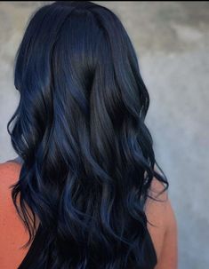 Blue Hair With Dark Brown, Black And Blue Balayage Hair, Subtle Blue Black Hair, Deep Navy Blue Hair, Blue Almost Black Hair, Black And Midnight Blue Hair, Blue Babylights On Dark Hair, Hair Color Ideas Dark Blue, Blue Toned Black Hair