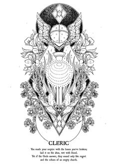 an image of the zodiac sign with wings and flowers on it, in black and white