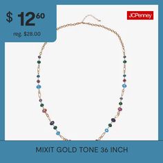 Bead Type: GlassIncluded: 1 Necklace(s)Features: Nickel FreeJewelry Closure: Lobster ClaspMetal Color: Gold ToneChain Length: 36 InchChain Width: 6.7 MillimetersExtender Length: 3 InchChain Construction: Fashion ChainCare: Wipe CleanMetal: ZincNecklace Type: Beaded NecklacesPendant & Charms Type: BeadsCountry of Origin: Imported Construction Fashion, Fashion Beads, Beaded Necklaces, Gold Tones, Beaded Necklace, Charms, Pendant Necklace, Necklaces, Beads