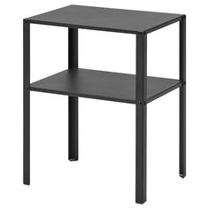 a small black table with one shelf on the bottom and two shelves below it that are both empty