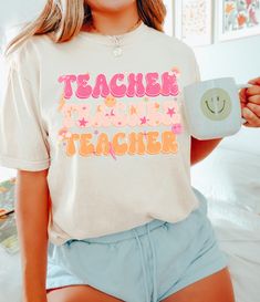 Teacher Shirts Designs Vinyl, School T-shirt With Graphic Print And Relaxed Fit, Relaxed Fit Graphic Print T-shirt For School, Trendy Blue T-shirt For School, Oversized Short Sleeve Slogan Shirt, School T-shirt With Text Print And Relaxed Fit, Relaxed Fit T-shirt With Letter Print For School, Oversized Fun T-shirt With Funny Print, Fun Oversized T-shirt With Funny Print