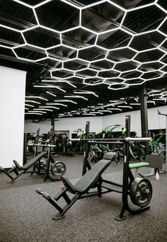 Gym lighting LED Hexagon Hexagrid Fitness Facility Workout Gym Design Interior, Garage Design Interior, Gym Plan, Gym Wall Decal, Gym Setup, Gym Room At Home