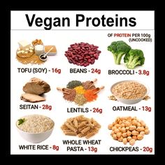 Vegetarian Protein Sources, Vegan Protein Sources, Healthy Vegan Recipes, High Protein Vegan Recipes, Plant Based Diet Recipes, Vegetarian Protein, High Protein Vegan, Protein Rich Foods