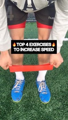 a person standing on top of a soccer field with the words top 4 exercises to increase speed