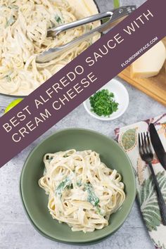 the best alfredo sauce with cream cheese is ready to be eaten and served on a plate