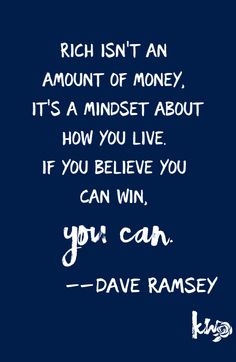 a blue background with white writing on it and a quote that reads rich isn't an amount of money, it's a mindset about how you live if you