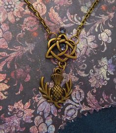 Outlander Jewelry, Scottish Jewelry, Thistle Necklace, Sacred Plant, Scottish Jewellery, Scottish Thistle, Celtic Jewelry, Handmade Gold, Celtic Knot