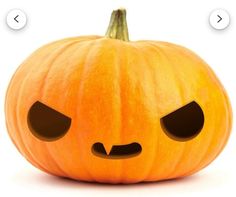 an orange pumpkin with two eyes and one face drawn on it's side, in front of a white background