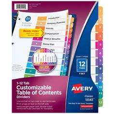 avery customizable table of contents dividers