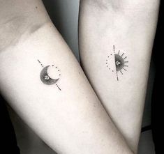 two people with matching tattoos on their arms