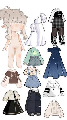 paper dolls with different clothes on them