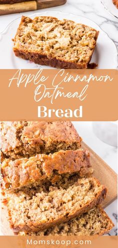 apple cinnamon oatmeal bread on a cutting board