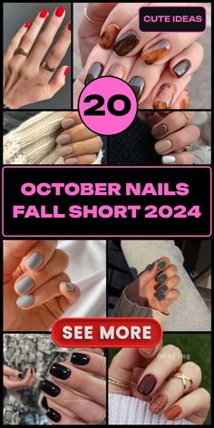 Get ready to embrace the season with stunning October nails in fall short designs that showcase the latest trends for 2024. Whether you love green, black, or brown shades, these nail designs will inspire your next look. From matte finishes to simple gel styles, almond and square shapes, there is something for everyone. Discover new acrylic and dip designs perfect for Halloween and beyond with these gorgeous options for October nails fall short! Fall Gel Short Nail Designs, October Nails 2024 Short, Fall Nails 2024 Halloween, Fall Nail Ideas Short Square, Trendy Fall Nails Acrylic Short, Short October Nails 2023, October Dip Powder Nails, Nails For October 2024, Simple Fall Nail Designs Short Nails