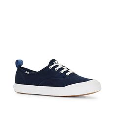 Keds-Champion Toe Cap Sneaker - Women's Team up your blazer and khakis with the Champion Toe Cap sneaker from Keds for a rocking look. Be it the textured canvas, the contrasting cap toe, the heel pull loop, or the durable rubber sole, you'll be impressed by this lace-up sneaker. Navy Blue Tennis Shoes, Keds Outfit, Navy Blue Sneakers, Keds Champion, Round Toe Sneakers, Womens Tennis Shoes, Textured Canvas, Navy Leather, Canvas Sneakers