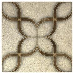 an artistic tile design with circles and lines on the floor in brown, beige and white colors