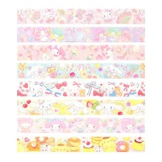 a set of washi tapes with various cartoon animals and other characters on them, all in pastel colors