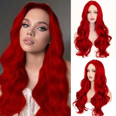 PRICES MAY VARY. 1.High quality Material:The long red wigs are made of high-quality heat-resistant synthetic fiber. The long wig is easy to style and maintain, and soft to touch,a more realistic look, and the lace scalp ensures permeability and comfort,not easily tangled or shed. Romance long wavy wig, to enhance your look and make you feel gorgeous and sexy. 2. Feature Occasion:This long wig with a natural wavy,for any skin tone or face shape. The red wavy wig looks super realistic naturally,it Long Red Wig, Dutch Side Braid, Red Hair Makeup, Middle Part Wig, Wig Middle Part, Red Hair Inspiration, Twist Box Braids, Cherry Red Hair, Side Swept Curls