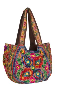 PRICES MAY VARY. USPTO REGISTERED TRADEMARKED BRAND ✮QUALITY HANDMADE CRAFTSMANSHIP - Handmade by Tribe Azure Fair Trade Artisans. Each Bag is individually made by hand with great attention to details. Embroidered floral elephant tapestry with real mirrors. ✮STRONG, DURABLE, COMFORTABLE - Outside is soft cotton. Inside is thick canvas fabric lining for maximum durability. Large wide straps for a comfortable carry ✮LARGE/MEDIUM ROOMY SIZE: 12"Height x 13" width x 7" depth. Handle Drops 11 inches. Work Laptop, Elephant Tapestry, Floral Handbags, Laptop Shoulder Bag, Floral Purse, Printed Handbags, Top Handle Handbags, Large Shoulder Bags, Travel School