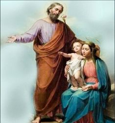 an image of jesus holding the child in his arms with two other people around him