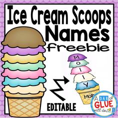 ice cream scoops names freebie