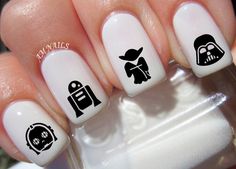 78 Star Wars Nail Decals by AMnails on Etsy https://www.etsy.com/listing/240512390/78-star-wars-nail-decals Doctor Who Nails, Batman Nails, Disney Nail Decals, Ice Cream Nails, Disney Nail, Cream Nails, Red Nail Polish