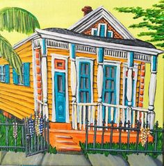 New Orleans house art by artist Janan Riley or RIley Art Gallery I Can't Draw, Craft Things, Straight Line, Creative Memories, Beautiful Paper