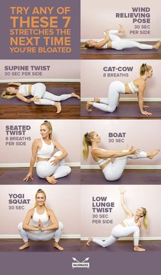 a woman doing yoga poses in different positions