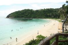 many people are swimming in the ocean and on the beach