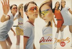 an advertisement for delic clothing featuring models in different colors and sizes, including the woman's face