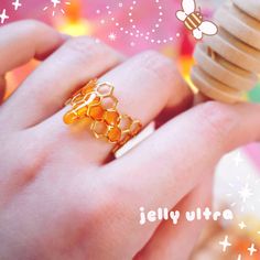 Honeycomb Jewelry, Honeycomb Ring, Honey Jewelry, Spoon Necklace, Indie Jewelry, Bee Jewelry, Food Fashion, Resin Ring, Themed Jewelry