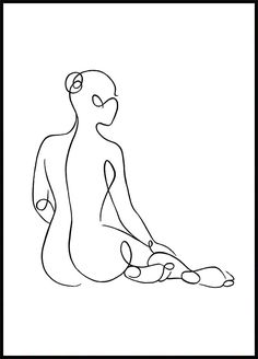 a black and white drawing of a person sitting on the ground