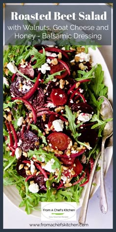 roasted beet salad with walnuts, goat cheese and honey - balsamic dressing