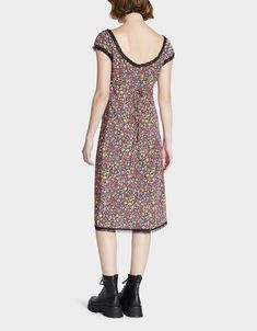 Effortlessly chic MALIBU MIDI DRESS by Betsey Johnson, designed with a cute floral print and luxe lace trims to give a flattering feminine look. Polyester 100% Hand wash cold, lay flat to dry Imported Fashion Masks, Dress Flats, Midi Dress Black, Clothes Aesthetic, Lace Trims, Feminine Look, Summer Trends, Ditsy Floral, Fashion Face