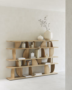 Geometric Rack by Ethnicraft Floating Cube Shelves Living Room, Shelf Book Design, White Oak Bookshelf, Natural Furniture Design, Wall To Wall Floating Shelves, Abstract Bookshelf, Japandi Bookshelf, Bookshelves Wall, Unique Bookshelf