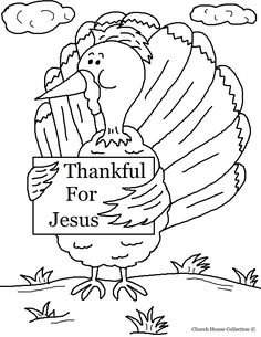 a turkey holding a sign that says, thank for jesus