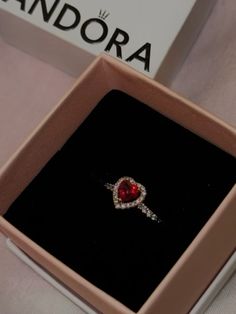 #rings #heart #pandora #pandorarings Heart Ring Pandora, Pandora Red, Rings Heart, 7 Day Challenge, Pandora Heart, Cute Engagement Rings, Gold Promise Rings