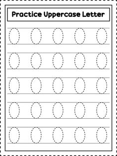 an uppercase letter worksheet with circles and lines to practice writing the letters